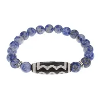 Браслет с 5-глазой бусиной Дзи и нат.камнем Содалит BSDS8-03-18