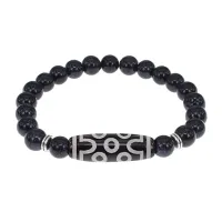 Браслет с 7-глазой бусиной Дзи и синт. камнем Синий авантюрин BSDS8-04-02