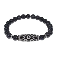 Браслет с 7-глазой бусиной Дзи и синт. камнем Синий авантюрин BSDS8-04-02