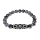 Браслет с 7-глазой бусиной Дзи и нат.камнем Снежный обсидиан BSDS8-04-14