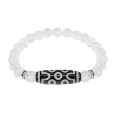 Браслет с 7-глазой бусиной Дзи и синт.камнем Сахарный кварц BSDS8-04-16