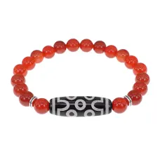 Браслет с 7-глазой бусиной Дзи и нат.камнем Сердолик BSDS8-04-17