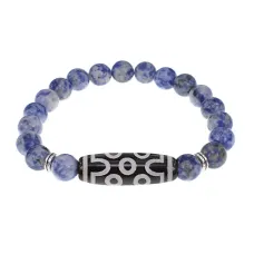 Браслет с 7-глазой бусиной Дзи и нат.камнем Содалит BSDS8-04-18