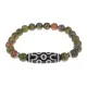 Браслет с 7-глазой бусиной Дзи и нат.камнем Унакит BSDS8-04-20