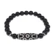 Браслет с 7-глазой бусиной Дзи и нат.камнем Черный агат BSDS8-04-23