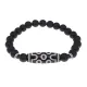 Браслет с 7-глазой бусиной Дзи и синт.камнем Шунгит BSDS8-04-24