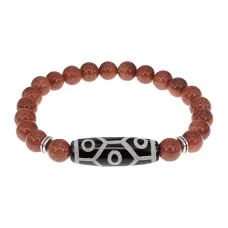 Браслет с 9-глазой бусиной Дзи и синт.камнем Коричневый авантюрин BSDS8-05-01