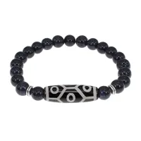 Браслет с 9-глазой бусиной Дзи и синт.камнем Синий авантюрин BSDS8-05-02