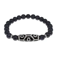 Браслет с 9-глазой бусиной Дзи и синт.камнем Синий авантюрин BSDS8-05-02