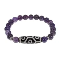 Браслет с 9-глазой бусиной Дзи и нат.камнем Аметист BSDS8-05-03
