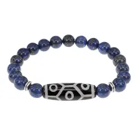 Браслет с 9-глазой бусиной Дзи и нат.камнем Лазурит BSDS8-05-10