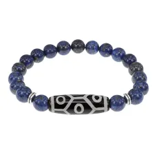 Браслет с 9-глазой бусиной Дзи и нат.камнем Лазурит BSDS8-05-10