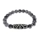 Браслет с 9-глазой бусиной Дзи и нат.камнем Снежный обсидиан BSDS8-05-14