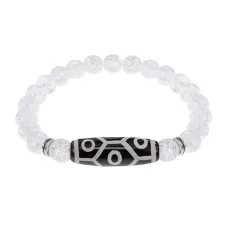 Браслет с 9-глазой бусиной Дзи и синт. камнем Сахарный кварц BSDS8-05-16