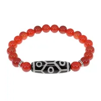 Браслет с 9-глазой бусиной Дзи и нат.камнем Сердолик BSDS8-05-17