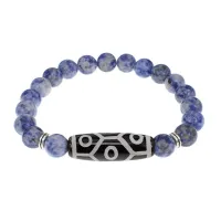 Браслет с 9-глазой бусиной Дзи и нат.камнем Содалит BSDS8-05-18