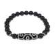 Браслет с 9-глазой бусиной Дзи и нат.камнем Черный агат BSDS8-05-23