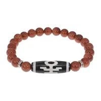Браслет с бусиной Дзи Аристократ и синт.камнем Коричневый авантюрин BSDS8-06-01