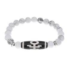 Браслет с бусиной Дзи Аристократ и нат.камнем Кахолонг BSDS8-06-07