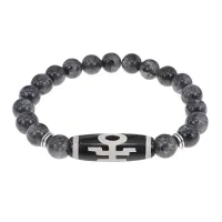 Браслет с бусиной Дзи Аристократ и нат.камнем Лабрадор