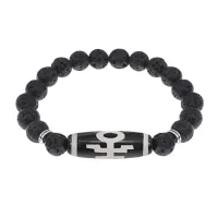 Браслет с бусиной Дзи Аристократ и нат.камнем Лава BSDS8-06-09