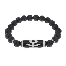 Браслет с бусиной Дзи Аристократ и нат.камнем Лава BSDS8-06-09