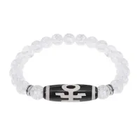 Браслет с бусиной Дзи Аристократ и синт.камнем Сахарный кварц BSDS8-06-16