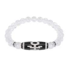 Браслет с бусиной Дзи Аристократ и синт.камнем Сахарный кварц BSDS8-06-16
