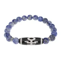 Браслет с бусиной Дзи Аристократ и нат.камнем Содалит BSDS8-06-18