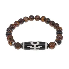 Браслет с бусиной Дзи Аристократ и нат.камнем Тигровый глаз