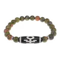 Браслет с бусиной Дзи Аристократ и нат.камнем Унакит BSDS8-06-20