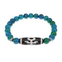 Браслет с бусиной Дзи Аристократ и синт.камнем Хризоколла BSDS8-06-21