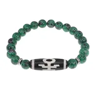 Браслет с бусиной Дзи Аристократ и синт.камнем Цоизит BSDS8-06-22
