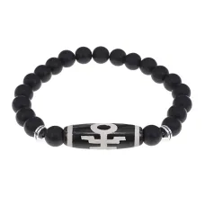 Браслет с бусиной Дзи Аристократ и синт.камнем Шунгит BSDS8-06-24