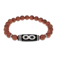 Браслет с бусиной Дзи Бесконечность и синт.камнем Коричневый авантюрин BSDS8-07-01