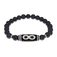 Браслет с бусиной Дзи Бесконечность и синт.камнем Синий авантюрин BSDS8-07-02