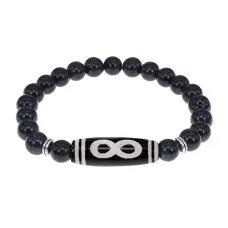 Браслет с бусиной Дзи Бесконечность и синт.камнем Синий авантюрин BSDS8-07-02