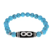 Браслет с бусиной Дзи Бесконечность и синтетическим камнем Бирюза BSDS8-07-05