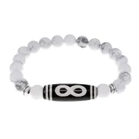 Браслет с бусиной Дзи Бесконечность и нат.камнем Кахолонг BSDS8-07-07