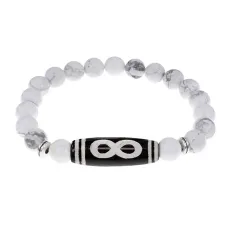 Браслет с бусиной Дзи Бесконечность и нат.камнем Кахолонг BSDS8-07-07