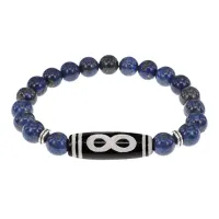 Браслет с бусиной Дзи Бесконечность и нат.камнем Лазурит BSDS8-07-10