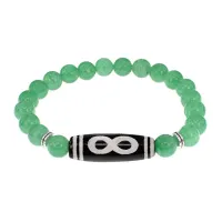 Браслет с бусиной Дзи Бесконечность и нат.камнем Нефрит BSDS8-07-13