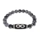 Браслет с бусиной Дзи Бесконечность и нат.камнем Снежный обсидиан BSDS8-07-14