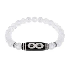 Браслет с бусиной Дзи Бесконечность и синт.камнем Сахарный кварц BSDS8-07-16