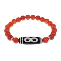 Браслет с бусиной Дзи Бесконечность и нат.камнем Сердолик BSDS8-07-17