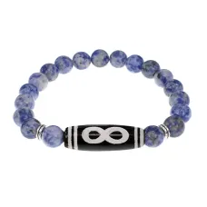 Браслет с бусиной Дзи Бесконечность и нат.камнем Содалит BSDS8-07-18