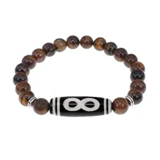 Браслет с бусиной Дзи Бесконечность и нат.камнем Тигровый глаз BSDS8-07-19