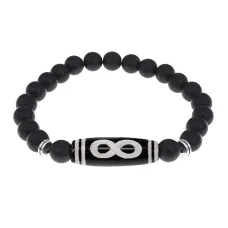 Браслет с бусиной Дзи Бесконечность и синтетическим камнем Шунгит BSDS8-07-24