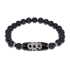 Браслет с бусиной Дзи Гаруда и синт. камнем Синий авантюрин BSDS8-08-02