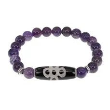 Браслет с бусиной Дзи Гаруда и нат.камнем Аметист BSDS8-08-03